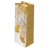 Goud en witte ballonnen van afgelopen dag wijn cadeautas (Voorkant Gekanteld)