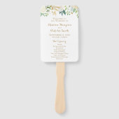 Goud en witte bloem bruiloft programma fans handwaaier (Voorkant)