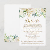 Goud en Witte Bloem Huwelijksdetails Kaart Inserts (Voorkant / Achterkant)