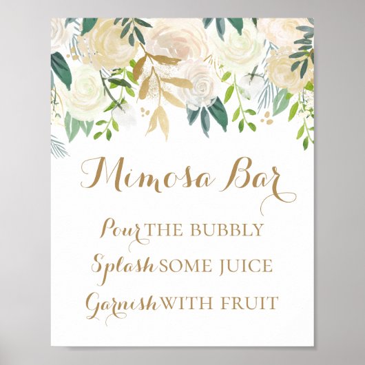Goud en Witte Bloem Mimosa Bar Bord Poster (Voorkant)