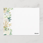 Goud en witte bloem plaats instelling dank u kaart (Achterkant)