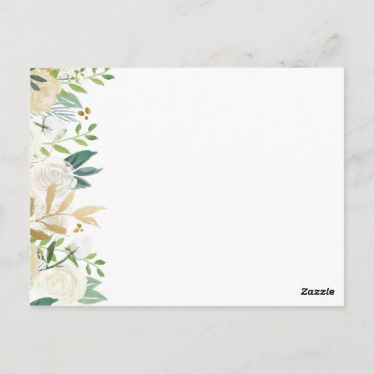 Goud en witte bloem plaats instelling dank u kaart (Achterkant)