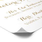 Goud en Witte Bloem Signature Drankjes Bord Poster (Hoek)