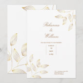 Goud en witte bloemen Eenvoudige elegante trouwkaa Kaart (Voorkant / Achterkant)