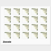 Goud en witte bloemen groen bruiloft vierkante sticker (Vel)