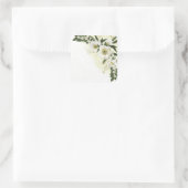 Goud en witte bloemen groen bruiloft vierkante sticker (Tas)