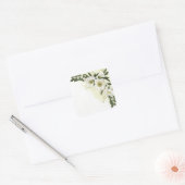 Goud en witte bloemen groen bruiloft vierkante sticker (Envelop)
