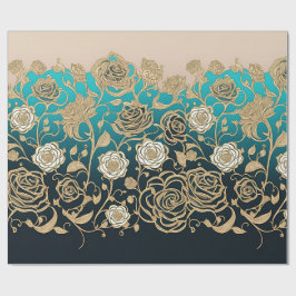 Goud en witte bloemen Turquoise en Black Cadeaupapier