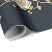 Goud en witte bloemen Turquoise en Black Cadeaupapier (Rol Hoek)