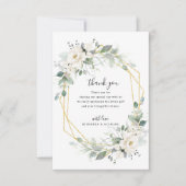 goud en witte bloemige geometrische trouw bedankkaart (Voorkant)