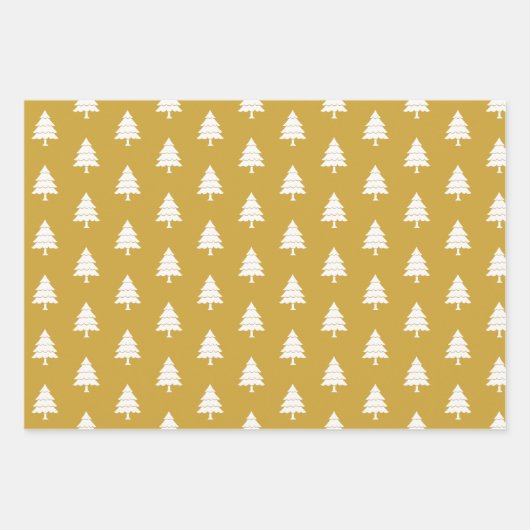 Goud en witte bomen Vroege kerstdagen Inpakpapier Vel (Voorkant 2)