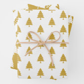 Goud en witte bomen Vroege kerstdagen Inpakpapier Vel (In situ)