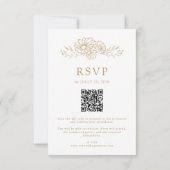Goud en Witte Botanische Margriet QR Code Bruiloft RSVP Kaartje (Achterkant)