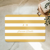 Goud en Witte Brede Strepen Monogram Naam Badmat