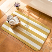 Goud en Witte Brede Strepen Monogram Naam Badmat