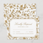 Goud en Witte Chinoiserie Bruiloft RSVP Kaartje (Voorkant / Achterkant)