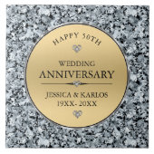 Goud en witte diamanten 50e trouwdag tegeltje (Voorkant)