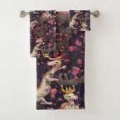 Goud en witte dragons met Cherry Blossom Bad Handdoek (Insitu)