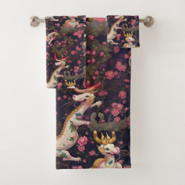 Goud en witte dragons met Cherry Blossom Bad Handdoek