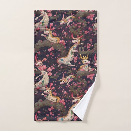 Goud en witte dragons met Cherry Blossom Bad Handdoek (Handdoek)