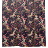 Goud en witte dragons met Cherry Blossom Douchegordijn (Voorkant)