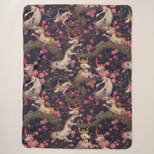 Goud en witte dragons met Cherry Blossom Sherpa Deken