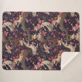 Goud en witte dragons met Cherry Blossom Sherpa Deken (Voorkant (horizontaal))