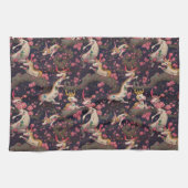 Goud en witte dragons met Cherry Blossom Theedoek (Horizontaal)