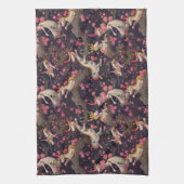 Goud en witte dragons met Cherry Blossom Theedoek (Verticaal)