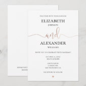 Goud en witte eenvoudige bruiloft. Elegante kallig Kaart (Voorkant / Achterkant)