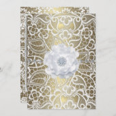 Goud en witte elegant huwelijksuitnodiging kaart (Voorkant / Achterkant)