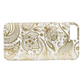 Goud en witte  Floral Paisley Case-Mate iPhone Case (Achterkant (Horizontaal))