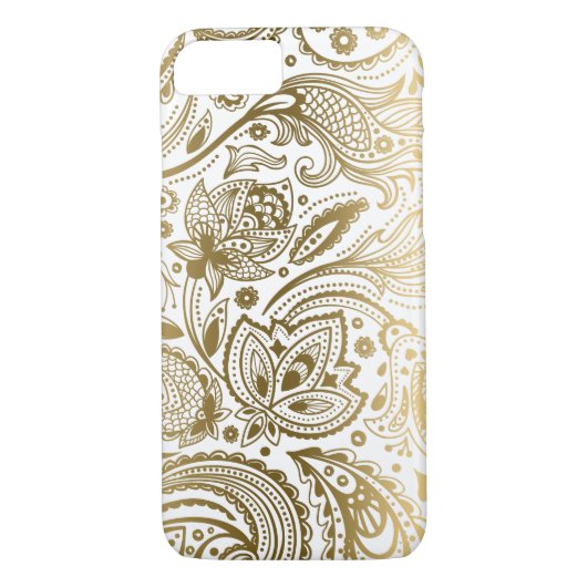 Goud en witte  Floral Paisley Case-Mate iPhone Case (Achterkant)