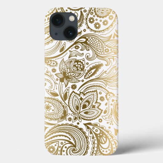 Goud en witte  Floral Paisley Case-Mate iPhone Case (Achterkant)