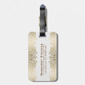 Goud en witte Floral Paisley Lace Bagagelabel (Achterkant verticaal)