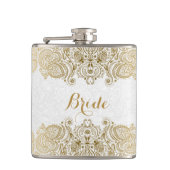 Goud en witte Floral Paisley Lace Heupfles (Voorkant)