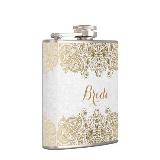 Goud en witte Floral Paisley Lace Heupfles (Rechts)