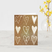 Goud en Witte Harten Custom Wedding Wenskaart Kaart (Gele Bloem)