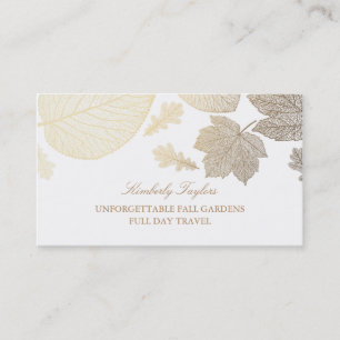 Goud en witte herfstbladeren elegant visitekaartje