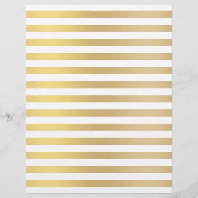 Goud en witte horizontale lijnen scrapbookpapier (Voorkant)