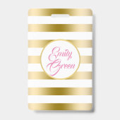 Goud en witte horizontale strepen badge (Achterkant)