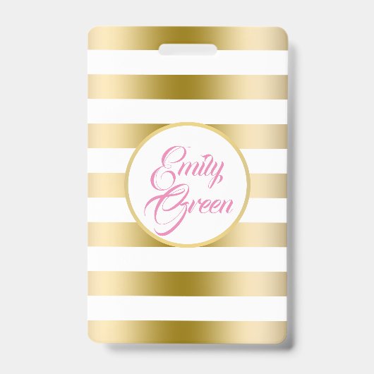 Goud en witte horizontale strepen badge (Voorzijde)
