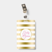 Goud en witte horizontale strepen badge (Achterkant met clip)