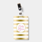 Goud en witte horizontale strepen badge (Voorzijde met clip)