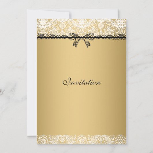 Goud En Witte Kant Trouw Kaart (Achterkant)