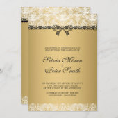 Goud En Witte Kant Trouw Kaart (Voorkant / Achterkant)