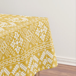 Goud en witte kerst Fair Isle Patroon Tafelkleed