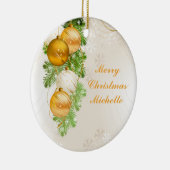 Goud en witte kerstballen keramisch ornament (Rechts)