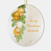 Goud en witte kerstballen keramisch ornament (Links)