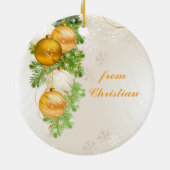 Goud en witte kerstballen keramisch ornament (Achterkant)
